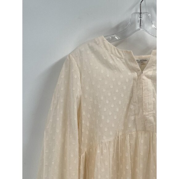 Emerson Fry India Collection Layla Dress Cream Swiss Dot Long Sleeve Sz L NWT - Picture 3 of 7